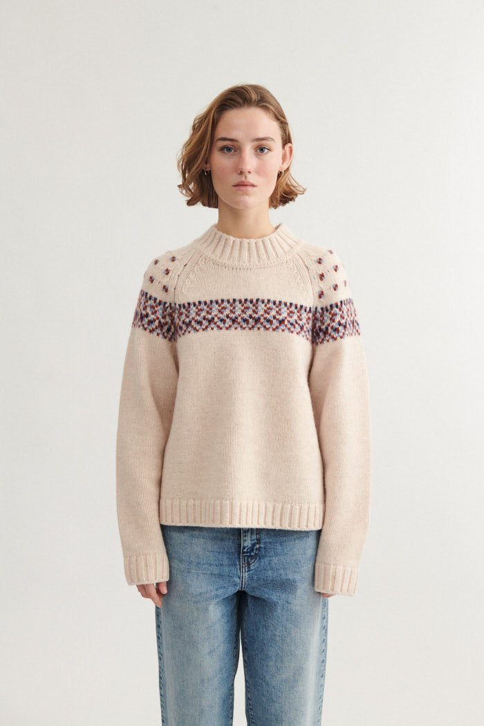 Basic Apparel Blanche Sweater Sweaters 804 Bordeaux truffle/Sky Captain/Copen blue